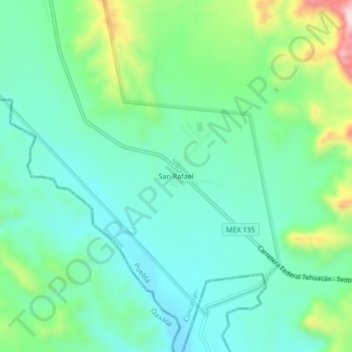 Carte topographique San Rafael, altitude, relief