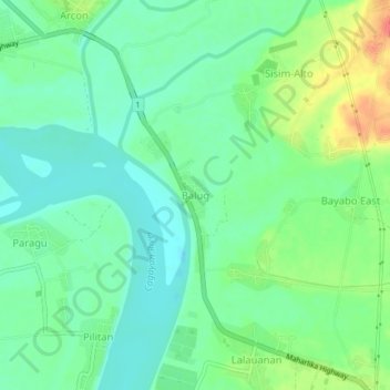 Carte topographique Balug, altitude, relief