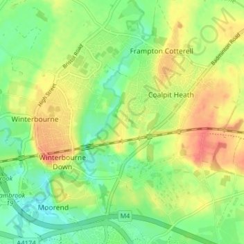 Carte topographique Kendleshire, altitude, relief