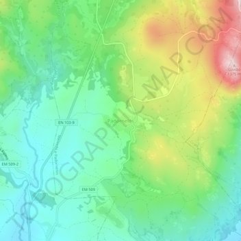 Carte topographique Padornelos, altitude, relief