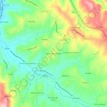 Carte topographique Pedras da Cumieira, altitude, relief