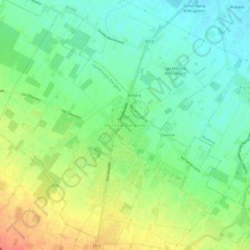 Carte topographique Montale Rangone, altitude, relief