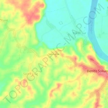 Carte topographique San Carlos, altitude, relief