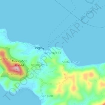 Carte topographique Barangay 13, altitude, relief