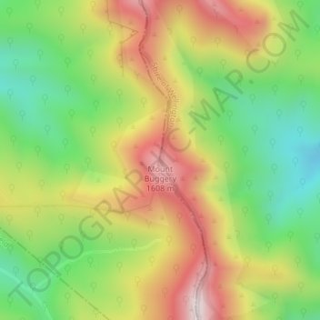 Carte topographique Mount Buggery, altitude, relief