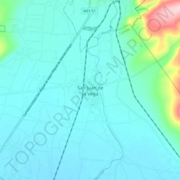 Carte topographique San Juan de la Vega, altitude, relief