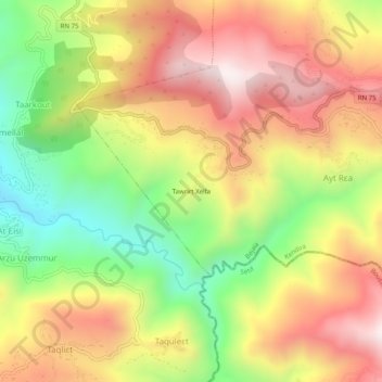 Carte topographique Taourirth Khelfa, altitude, relief