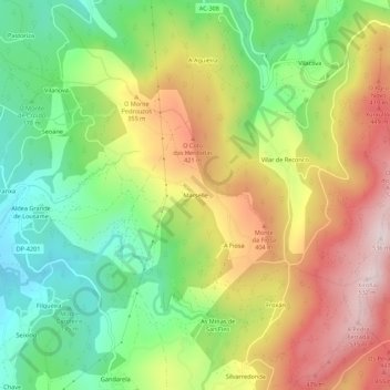 Carte topographique Marselle, altitude, relief
