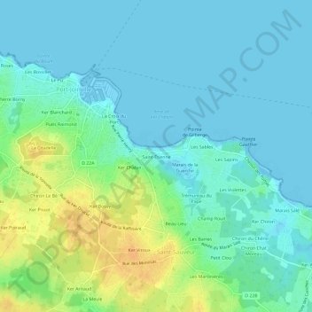 Carte topographique Saint-Étienne, altitude, relief