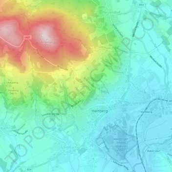Carte topographique Ring, altitude, relief