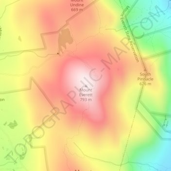 Carte topographique Mount Everett, altitude, relief
