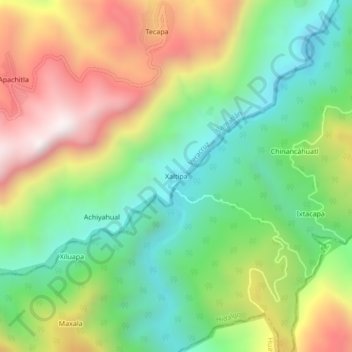 Carte topographique Xaltipa, altitude, relief