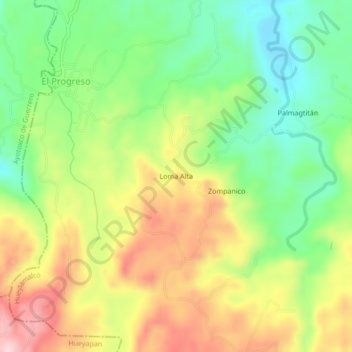 Carte topographique Loma Alta, altitude, relief