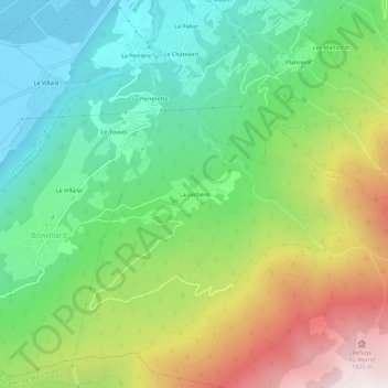 Carte topographique La Léchère, altitude, relief