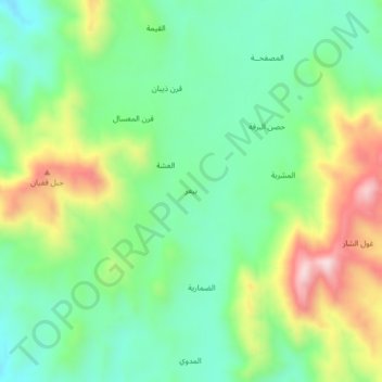 Carte topographique Bay`ar, altitude, relief