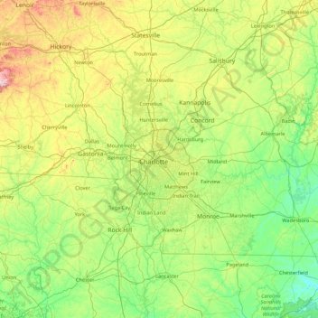 Carte topographique Mecklenburg, altitude, relief