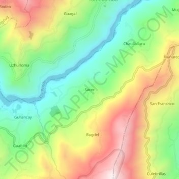 Carte topographique Sacre, altitude, relief