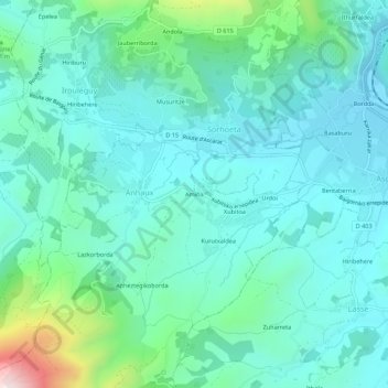 Carte topographique Amiña, altitude, relief