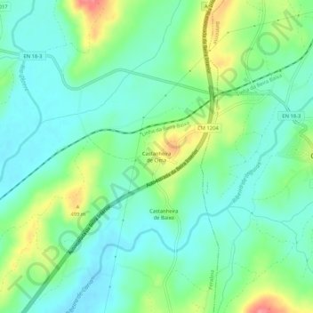 Carte topographique Castanheira de Cima, altitude, relief