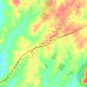 Carte topographique Brightwood, altitude, relief