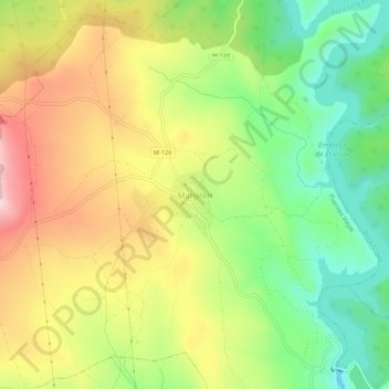 Carte topographique Manjirón, altitude, relief