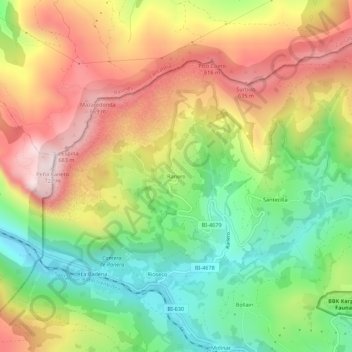 Carte topographique Ranero, altitude, relief
