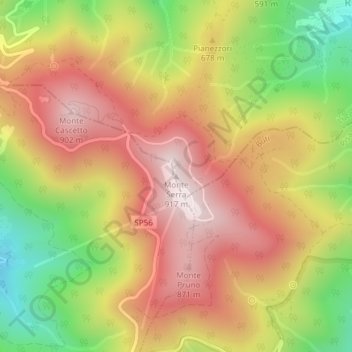 Carte topographique Monte Serra, altitude, relief