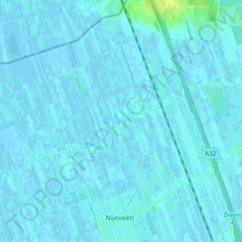 Carte topographique Nijeveense Bovenboer, altitude, relief