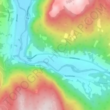 Carte topographique Uv, altitude, relief