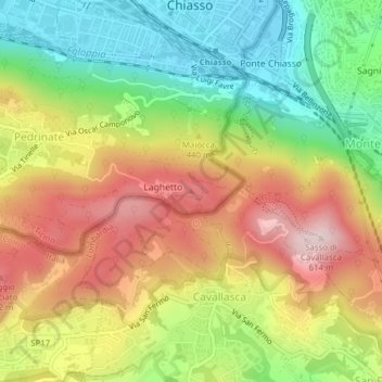 Carte topographique Dosso Pallanza, altitude, relief