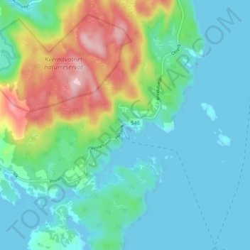 Carte topographique Husavik, altitude, relief