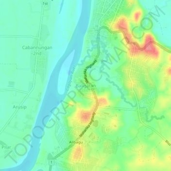 Carte topographique Baligatan, altitude, relief