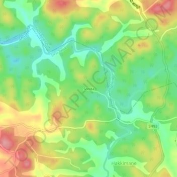 Carte topographique Sonda, altitude, relief