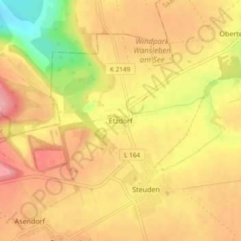 Carte topographique Etzdorf, altitude, relief
