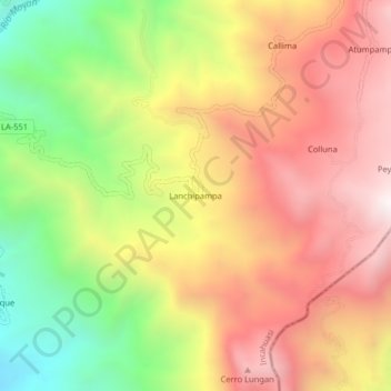Carte topographique Lanchipampa, altitude, relief