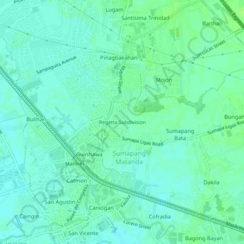 Carte topographique Regatta Subdivision, altitude, relief