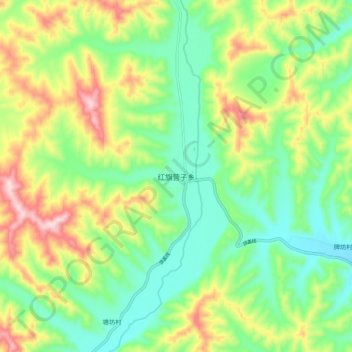 Carte topographique Hongqiyingzi, altitude, relief