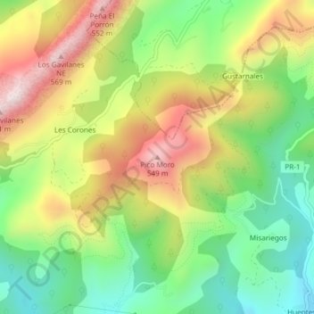 Carte topographique Pico Moro, altitude, relief