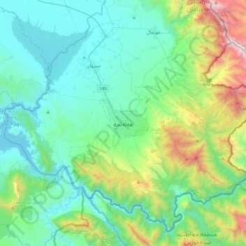 Carte topographique Halabdscha, altitude, relief