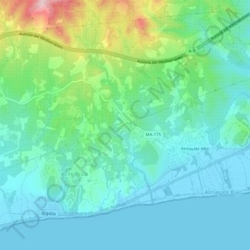 Carte topographique La Rabia, altitude, relief