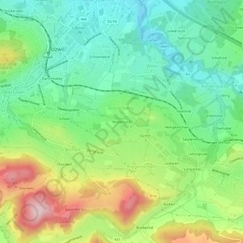 Carte topographique Hinterbach, altitude, relief