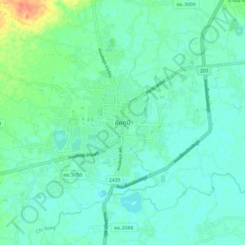 Carte topographique Chaiyaphum, altitude, relief