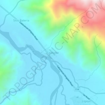 Carte topographique Calabasa, altitude, relief