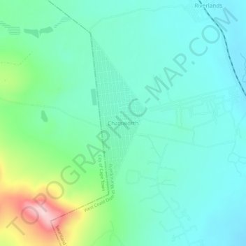 Carte topographique Chatsworth, altitude, relief