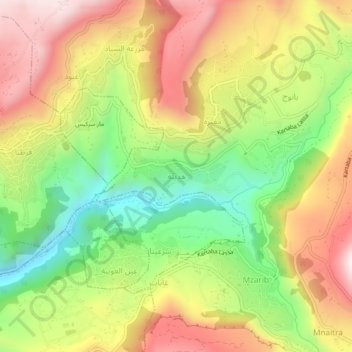 Carte topographique Hdayneh, altitude, relief