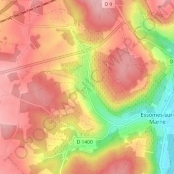 Carte topographique Monneaux, altitude, relief