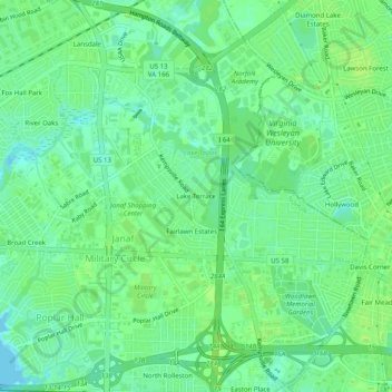 Carte topographique Lake Terrace, altitude, relief