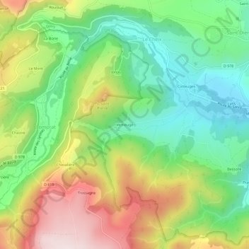 Carte topographique Verneuge, altitude, relief