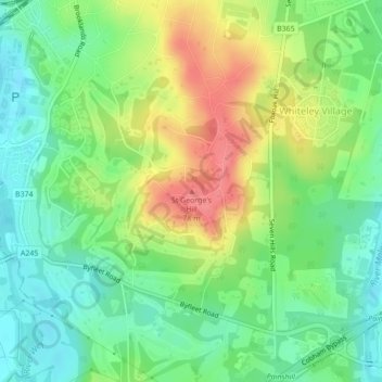 Carte topographique St George's Hill, altitude, relief