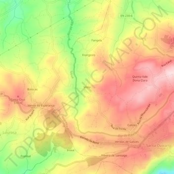 Carte topographique Vilela, altitude, relief